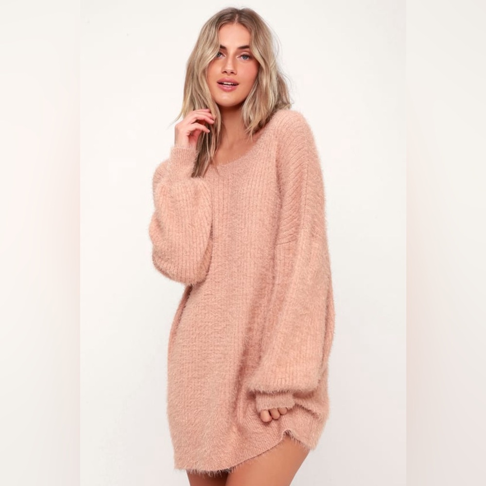 Slater Blush Pink Fuzzy Sweater Dress M/L